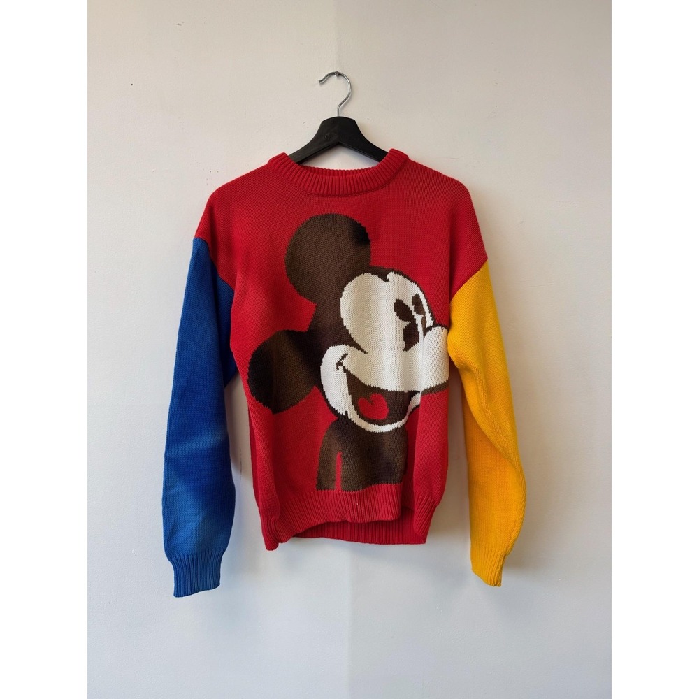 Vintage Mickey & Co. Sweater‎ Mens Medium Red Blue Yellow Mickey Mouse Knit 90s